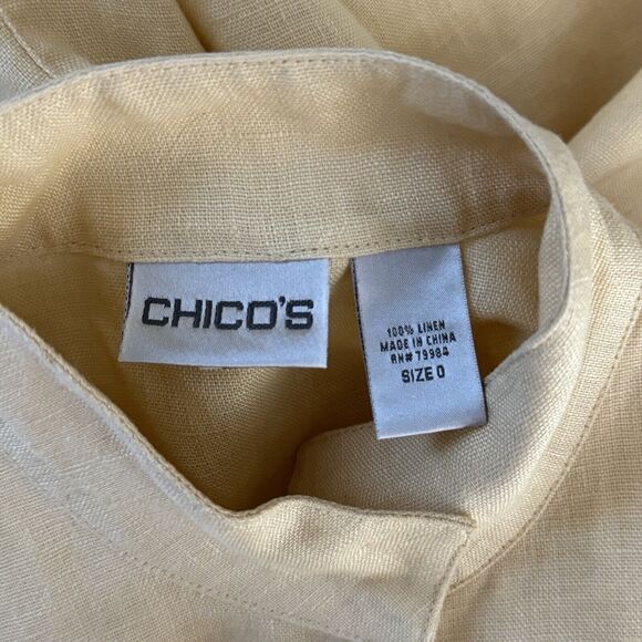 Chicos Jacket Women‎ Small Light Yellow Linen Neutral Boho Bohemian Lagenlook - Picture 6 of 7